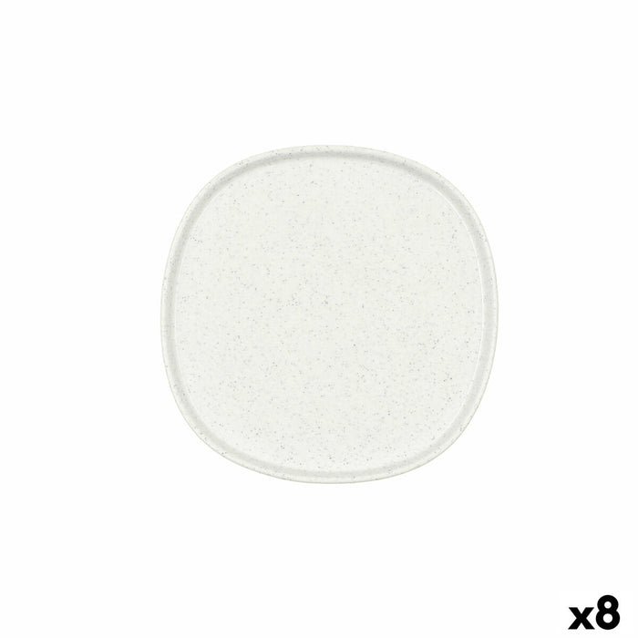 Flad Plade Bidasoa Elite Hvid Keramik 16,5 x 16,5 x 1,7 cm (8 enheder)