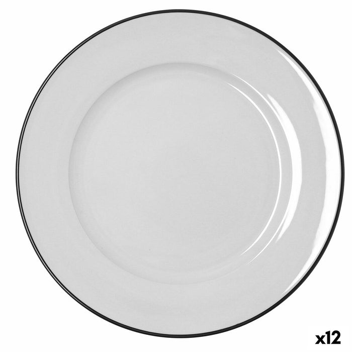Flad Plade Bidasoa Glacial Filo Hvid Keramik Ø 30 cm (12 enheder)