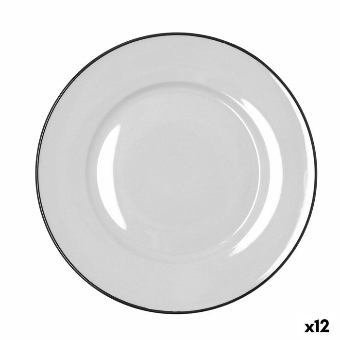 Flad Plade Bidasoa Glacial Filo Hvid Keramik Ø 27 cm (12 enheder)