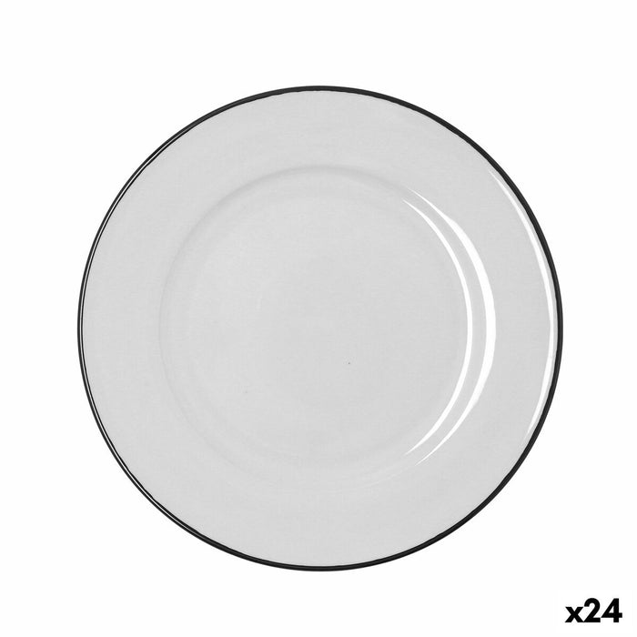Flad Plade Bidasoa Glacial Filo Hvid Keramik Ø 25 cm (24 enheder)