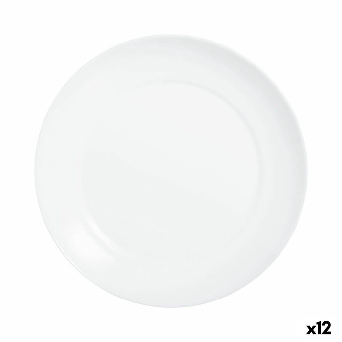 Flad Plade Luminarc Apy Hvid Glas Ø 25 cm (12 enheder)