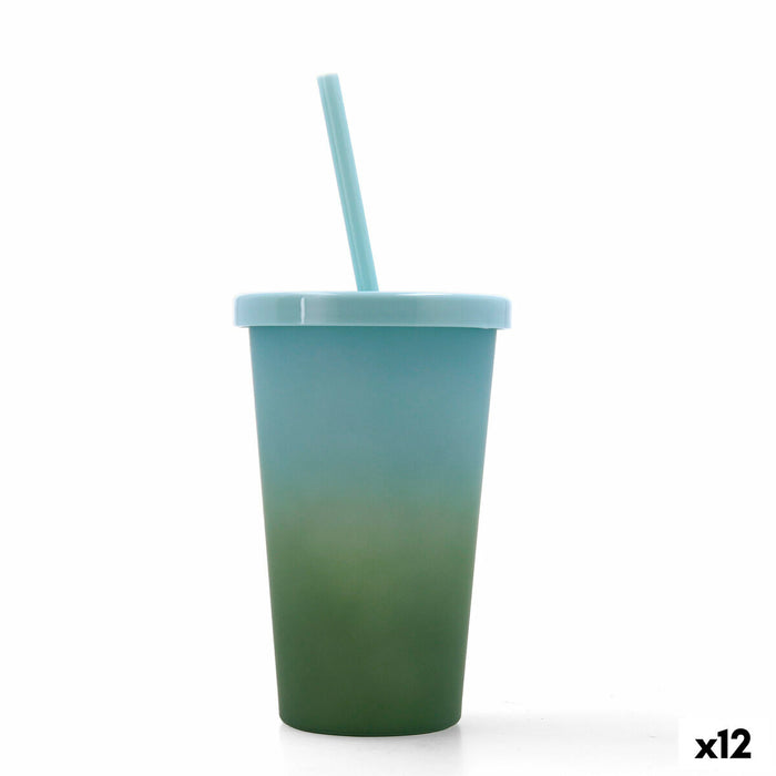 Kop med Sugerør Quid Quidate Grøn Plastik 475 ml (12 enheder)