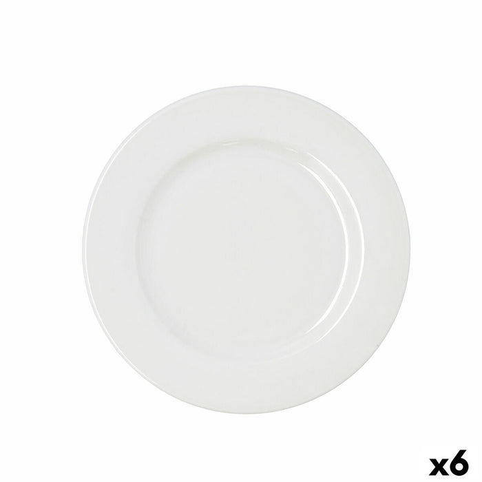 Flad Plade Bidasoa Serenity Hydrozero Hvid Keramik Ø 25 cm (6 enheder)