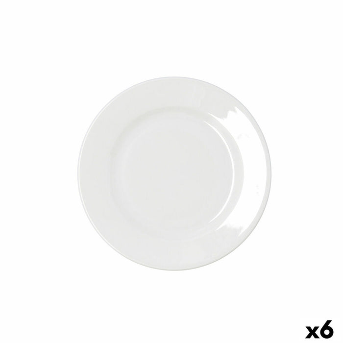 Flad Plade Bidasoa Serenity Hydrozero Hvid Keramik Ø 21 cm (6 enheder)