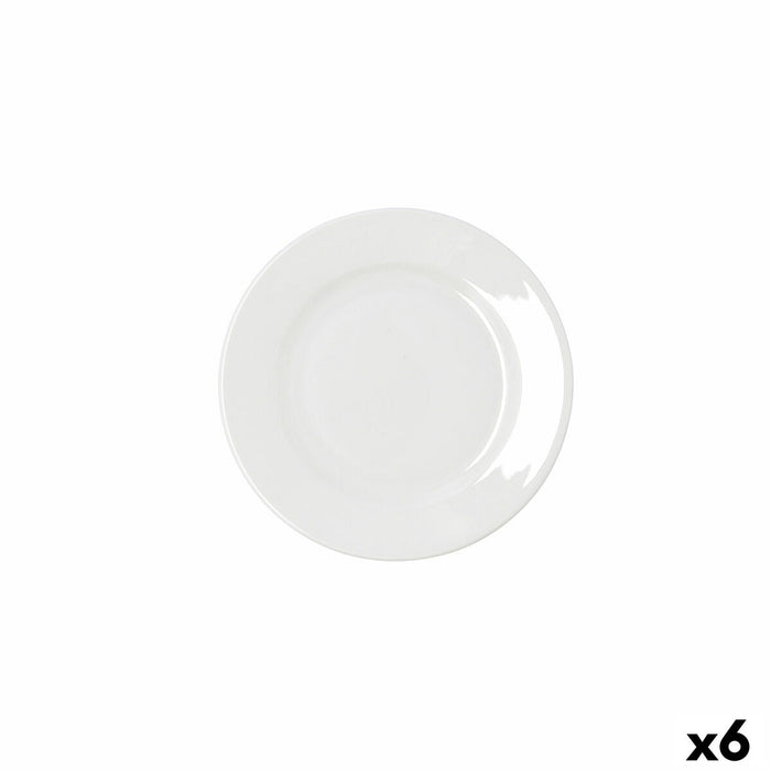 Flad Plade Bidasoa Serenity Hydrozero Hvid Keramik Ø 17 cm (6 enheder)