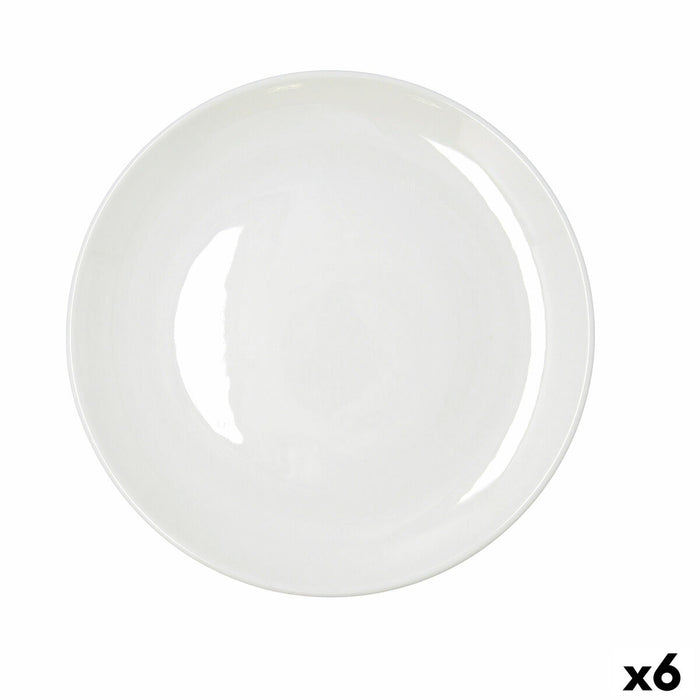 Flad Plade Bidasoa Harmony Hydrozero Hvid Keramik Ø 27 cm (6 enheder)