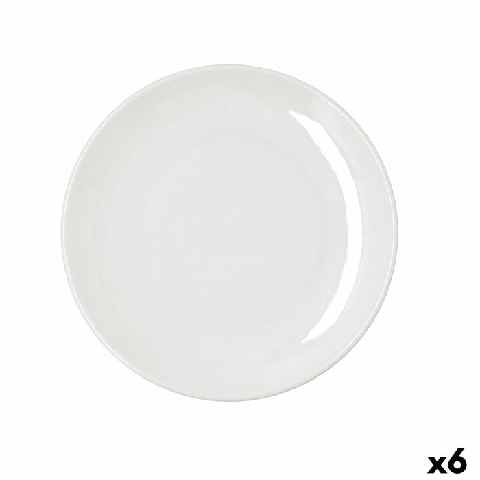 Flad Plade Bidasoa Harmony Hydrozero Hvid Keramik Ø 25 cm (6 enheder)