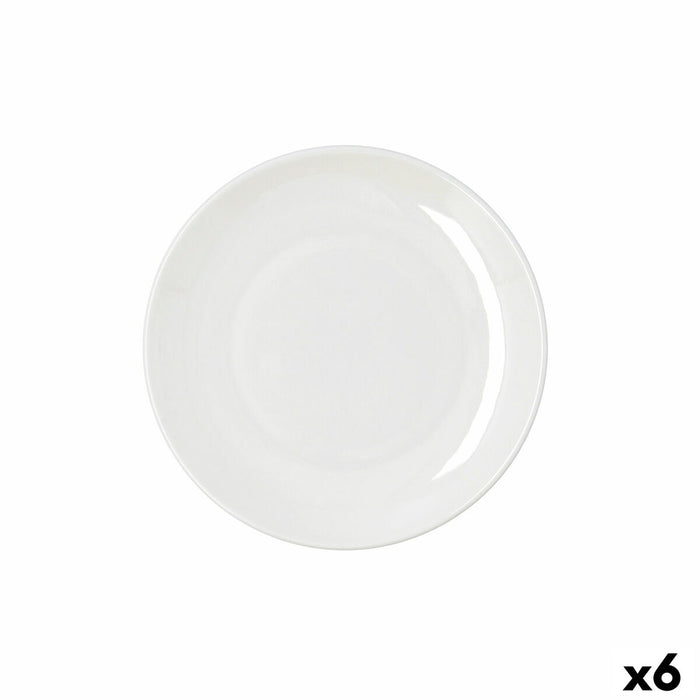 Flad Plade Bidasoa Harmony Hydrozero Hvid Keramik Ø 21 cm (6 enheder)