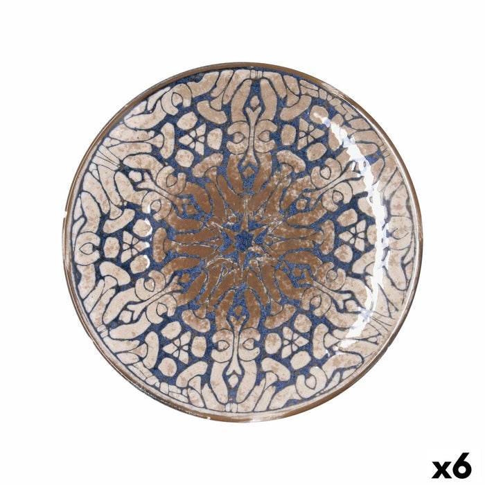 Flad Plade Bidasoa Deneb Hydrozero Brun Keramik Ø 27 cm (6 enheder)