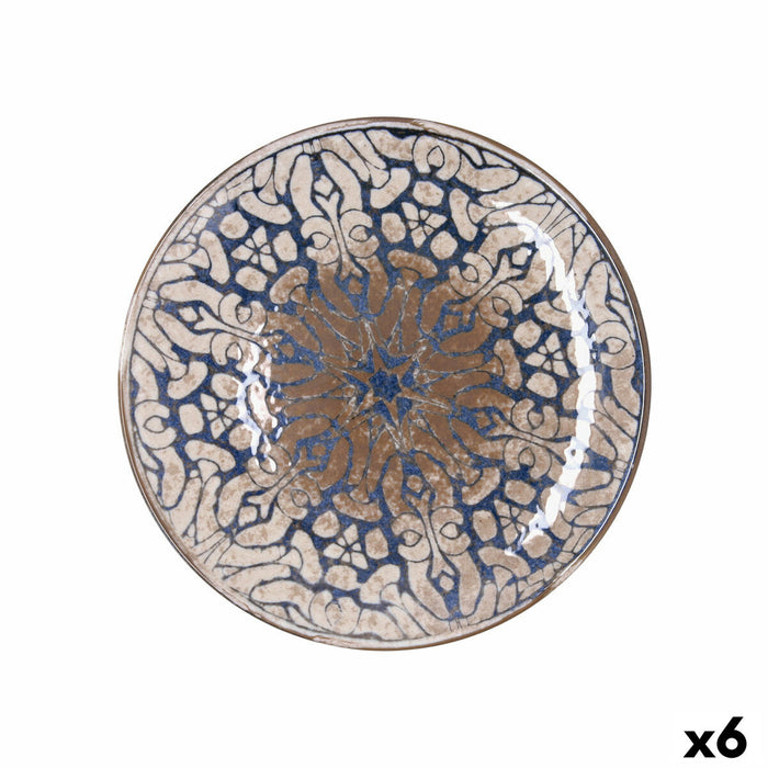 Flad Plade Bidasoa Deneb Hydrozero Brun Keramik Ø 25 cm (6 enheder)