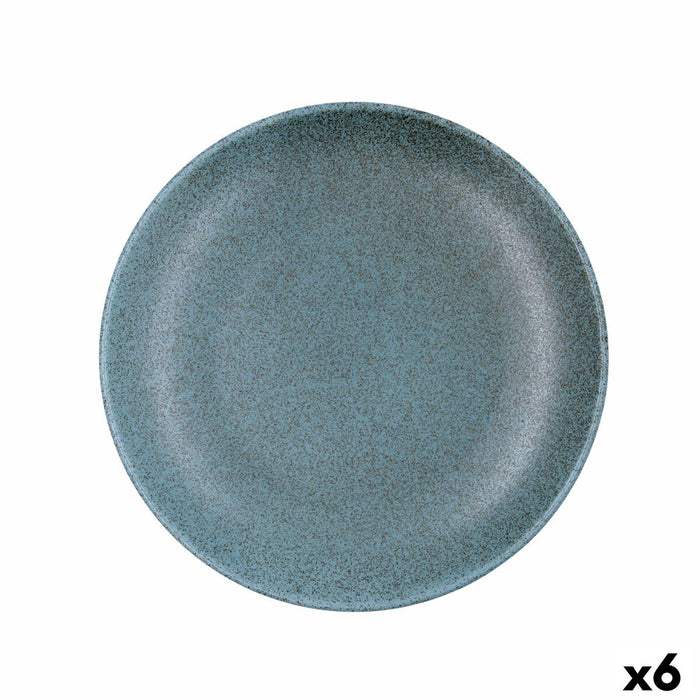 Flad Plade Bidasoa Element Hydrozero Blå Keramik Ø 25 cm (6 enheder)