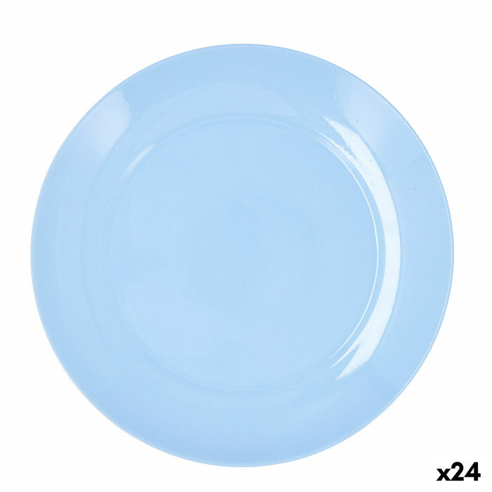 Flad Plade Luminarc Apy Paradise Azul Blå Glas Ø 25 cm (24 enheder)