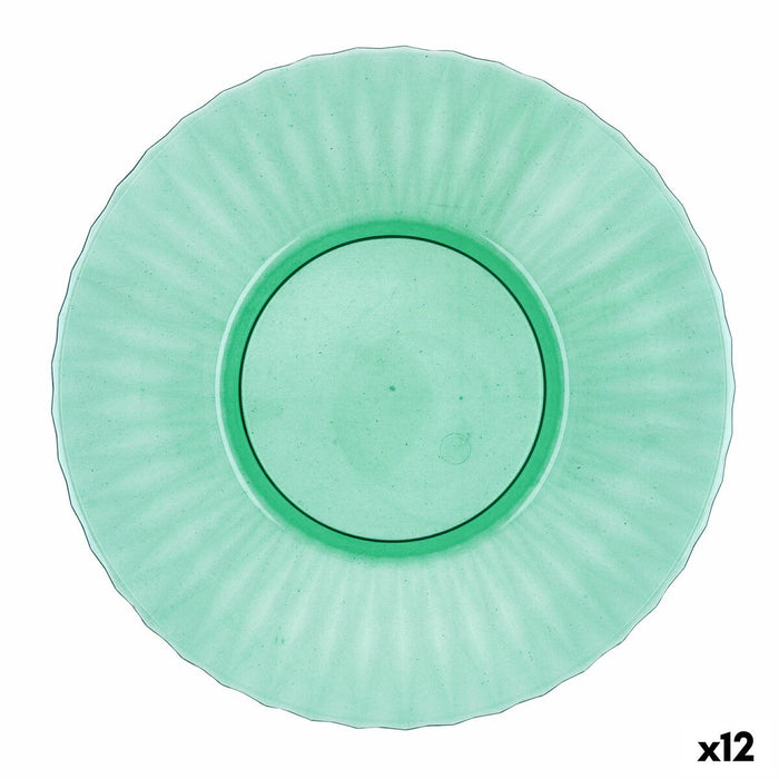 Flad Plade Quid Iris Grøn Plastik Ø 26 cm (12 enheder)