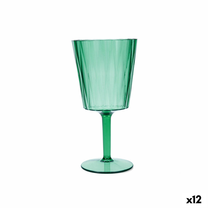 Vinglas Quid Iris Grøn Plastik 350 ml (12 enheder)