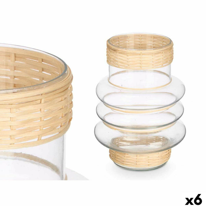 Lyseholder SG-29857 Gennemsigtig Natur Glas Spanskrør 18 x 24 x 18 cm (6 enheder)