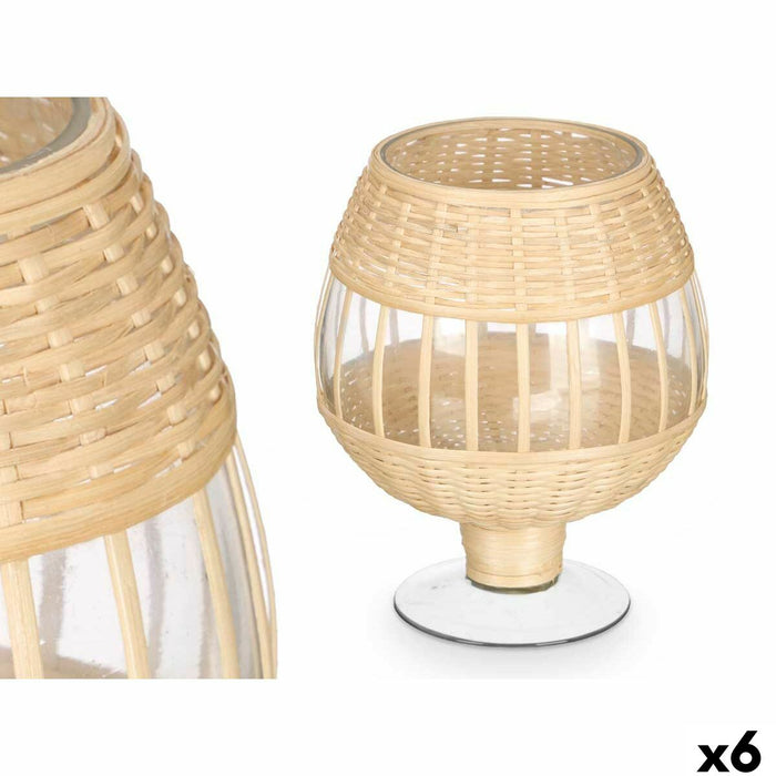 Lyseholder SG-30540 Gennemsigtig Natur Glas Spanskrør 18 x 22 x 18 cm (6 enheder)