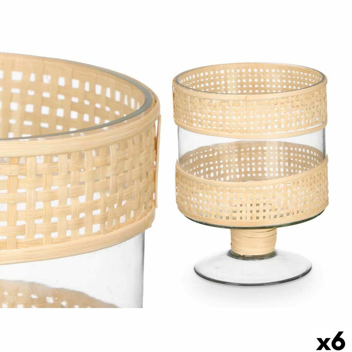 Lyseholder SG-29685 Gennemsigtig Natur Glas Spanskrør 15 x 20 x 15 cm (6 enheder)
