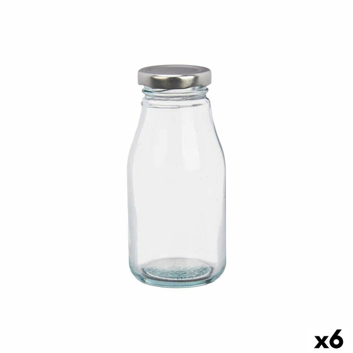 Glasflaske Vivalto Gennemsigtig Sølvfarvet PVC Metal Glas 250 ml (6 enheder)