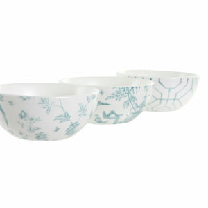 Sæt til appetizere DKD Home Decor Hvid Marineblå Porcelæn Akacie Plastik Orientalsk 4 Dele 30 x 9,5 x 1,3 cm
