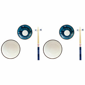 Sushi-sæt DKD Home Decor 34 x 29,5 x 7,3 cm Porcelæn Blå Hvid Orientalsk (34 x 29,5 x 7,3 cm)