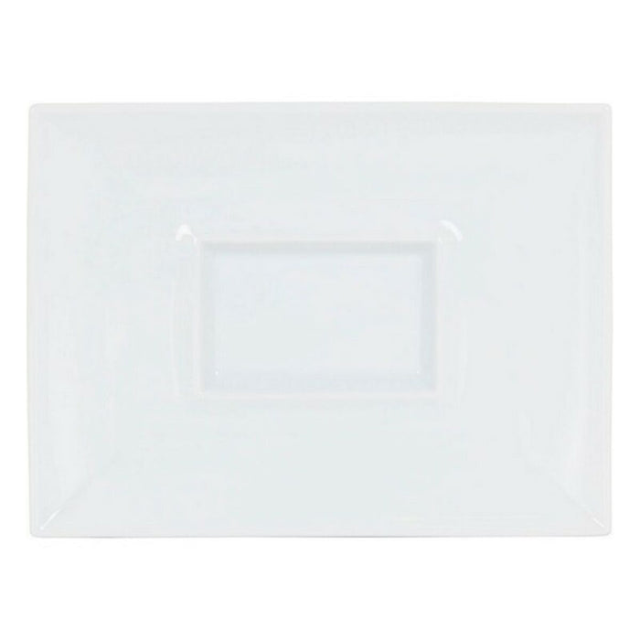 Flad Plade Inde Gourmet Porcelæn Hvid 29,5 x 22 x 3 cm